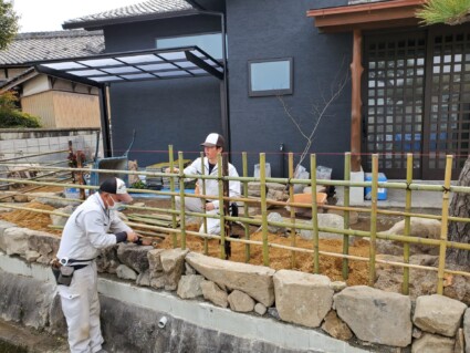 姫路市の竹垣工事