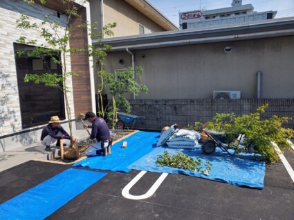 姫路お洒落店舗の造園工事