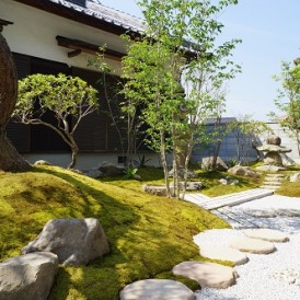 京風の苔のある上品な和の庭