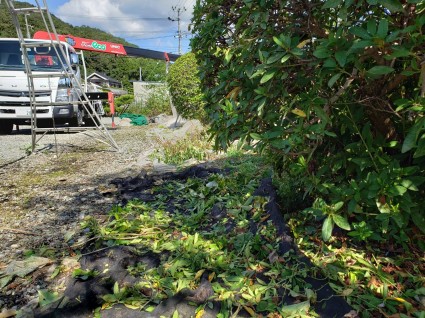 剪定の掃除アイテム「寒冷紗」