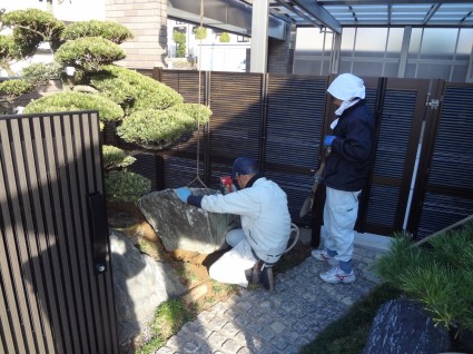 庭石レッカー移動