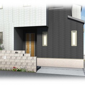 姫路新築外構デザイン｜ガラスブロックの入った化粧ブロック門塀